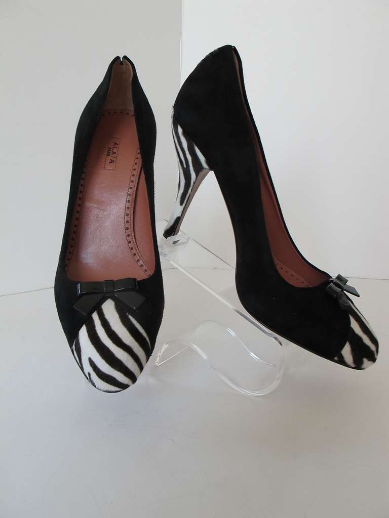 Black New Azzedine Alaia Zebra-Suede Heels For Sale
