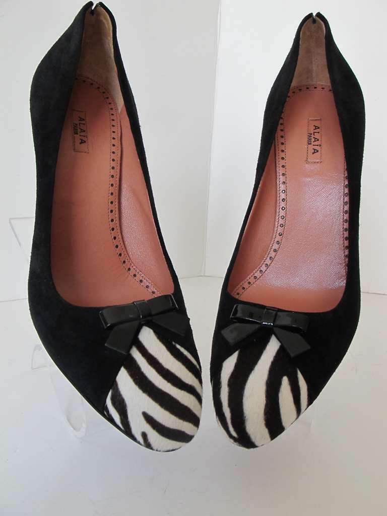 New Azzedine Alaia Zebra-Suede Heels In New Condition For Sale In San Francisco, CA