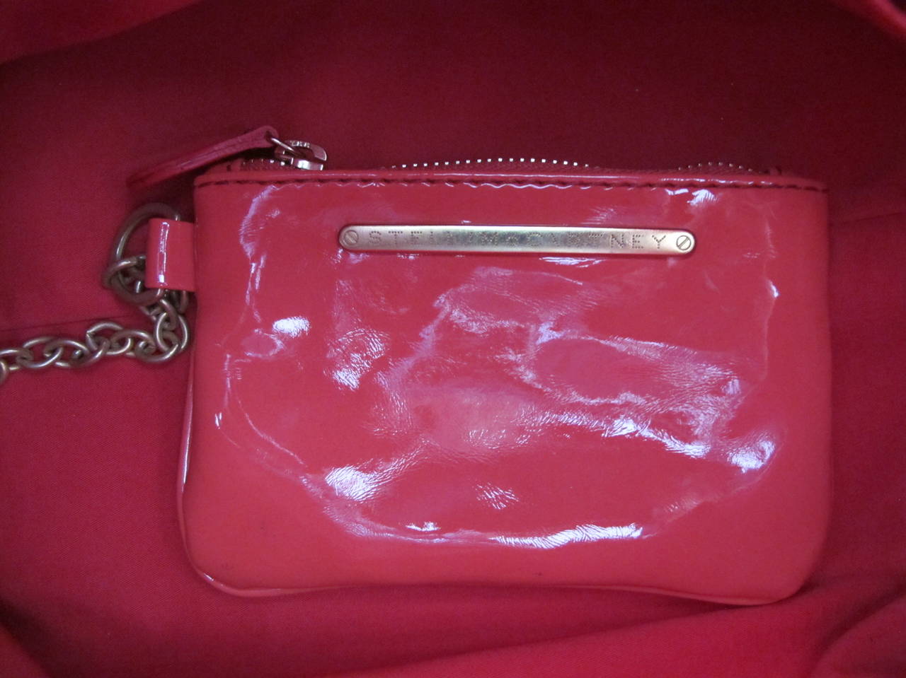 Stella McCartney Red and White Stripe Canvas Handbag For Sale 5