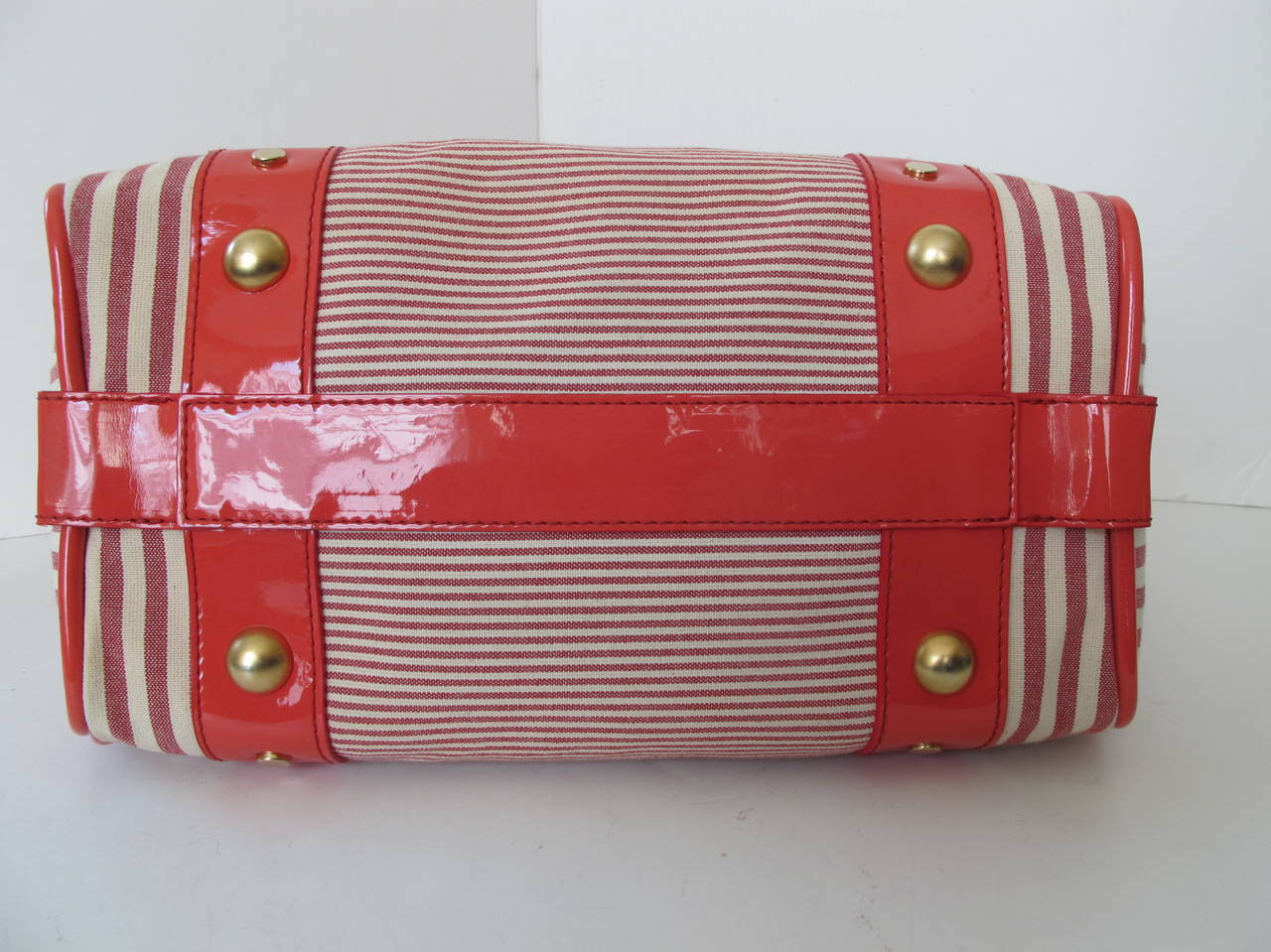 Stella McCartney Red and White Stripe Canvas Handbag For Sale 1