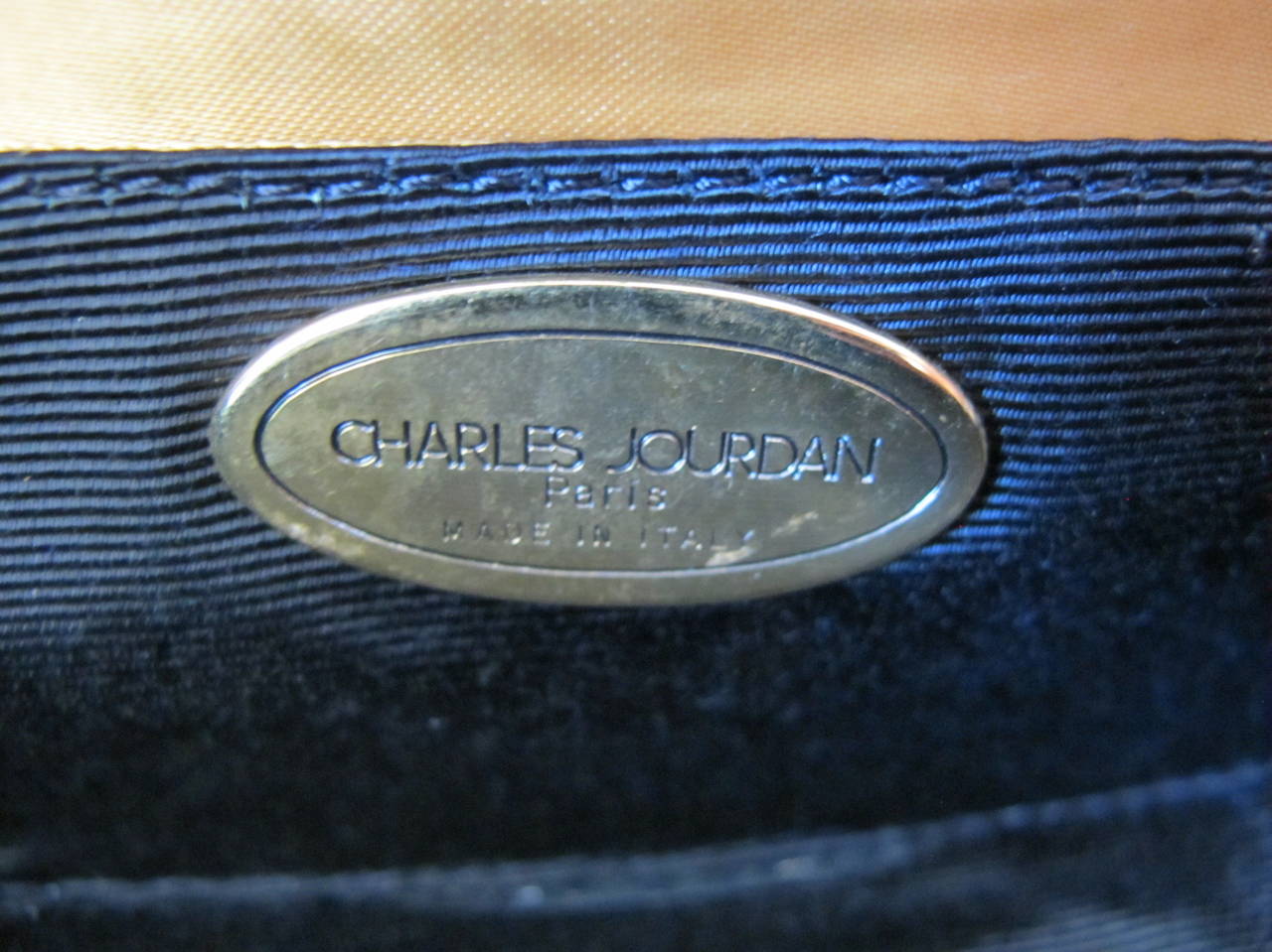 1950's Charles Jourdan Navy Blue Suede Handbag For Sale 3