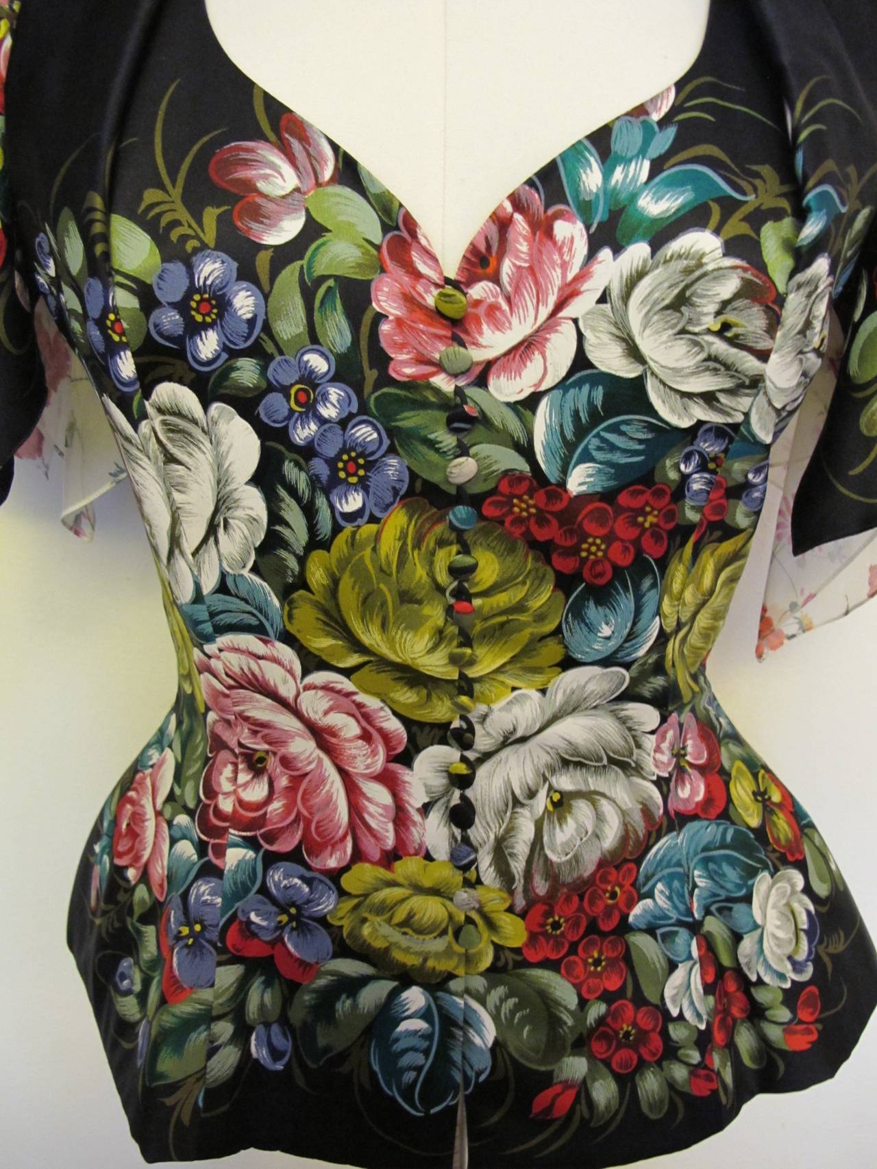 Women's John Galliano Divine Silk Floral Blouse For Sale