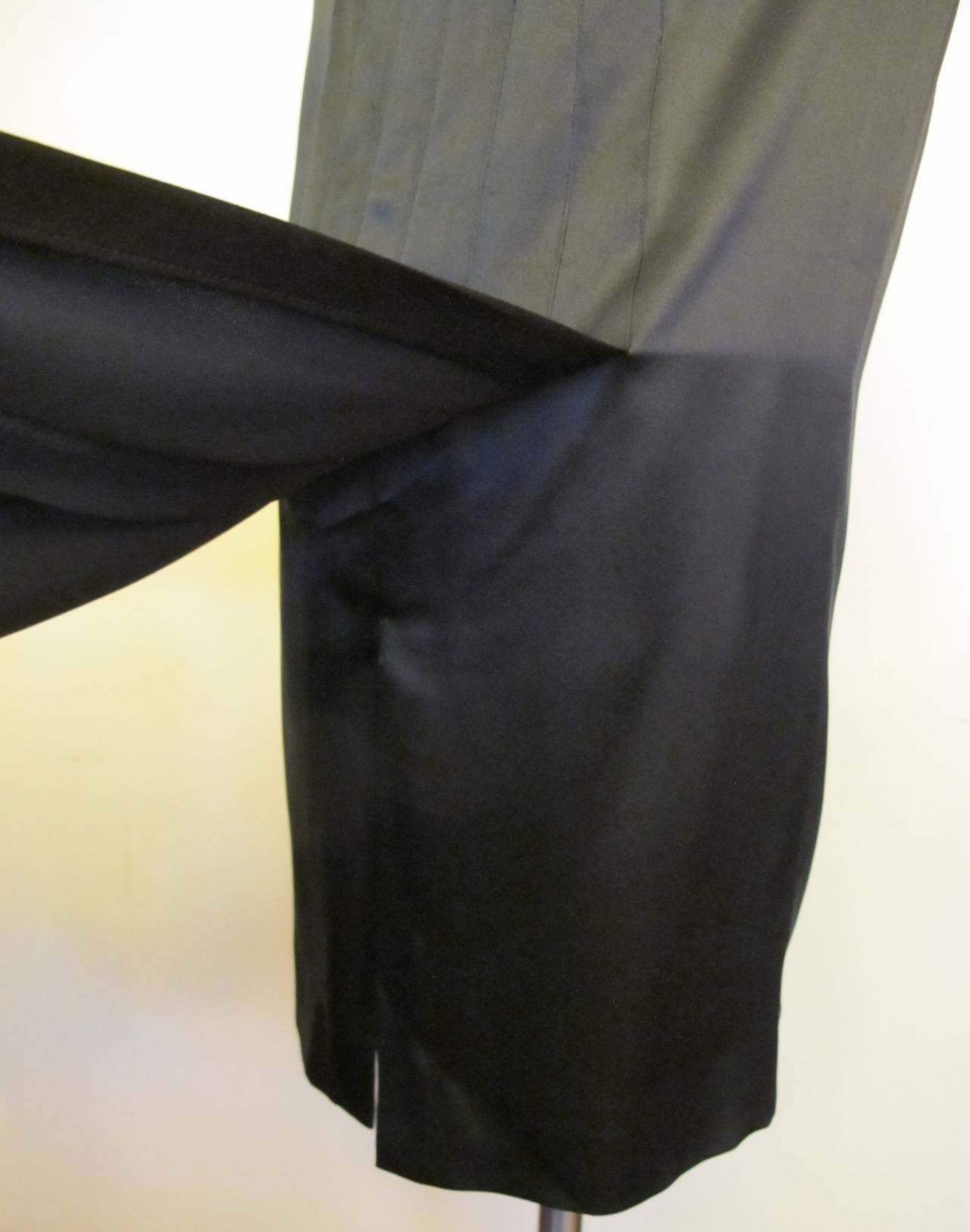 Chanel Black Satin Skirt with Iconic Black Quilting on Top of Skirt For Sale 1