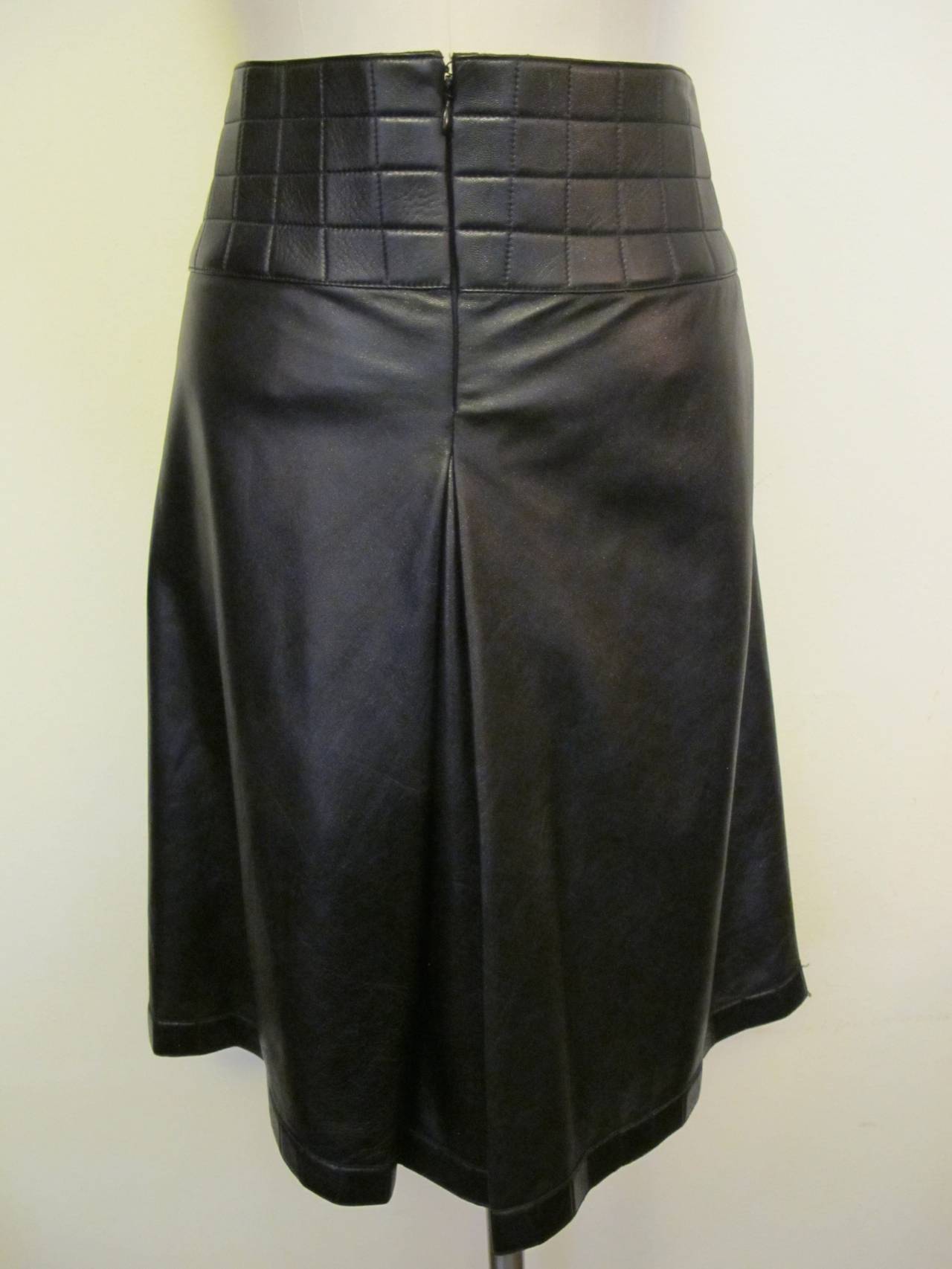 Black Chanel Hipster Lambskin Skirt with 4 inch Quilted Band For Sale