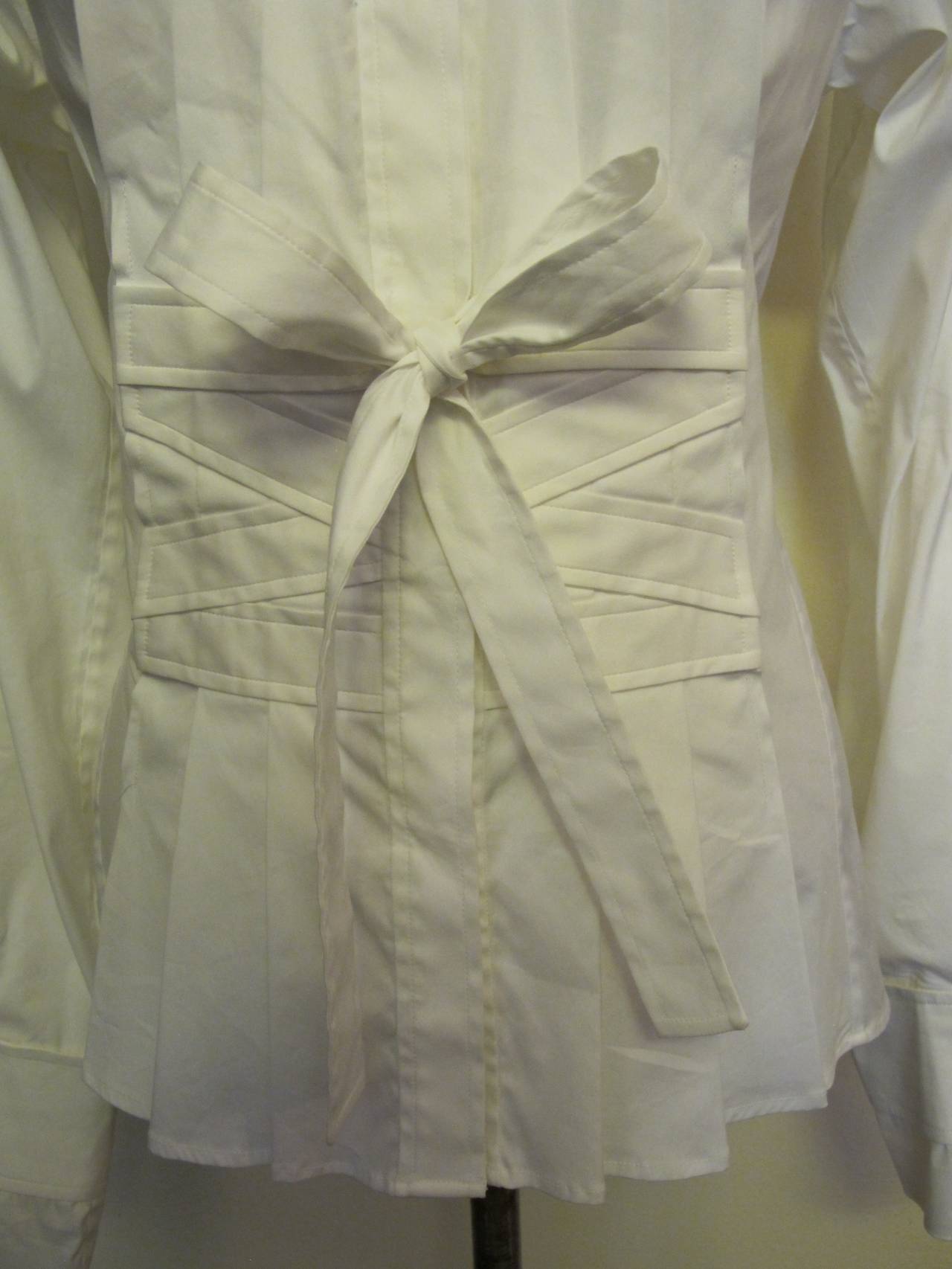 Tom Ford for YSL White Criss Cross Blouse In Excellent Condition For Sale In San Francisco, CA