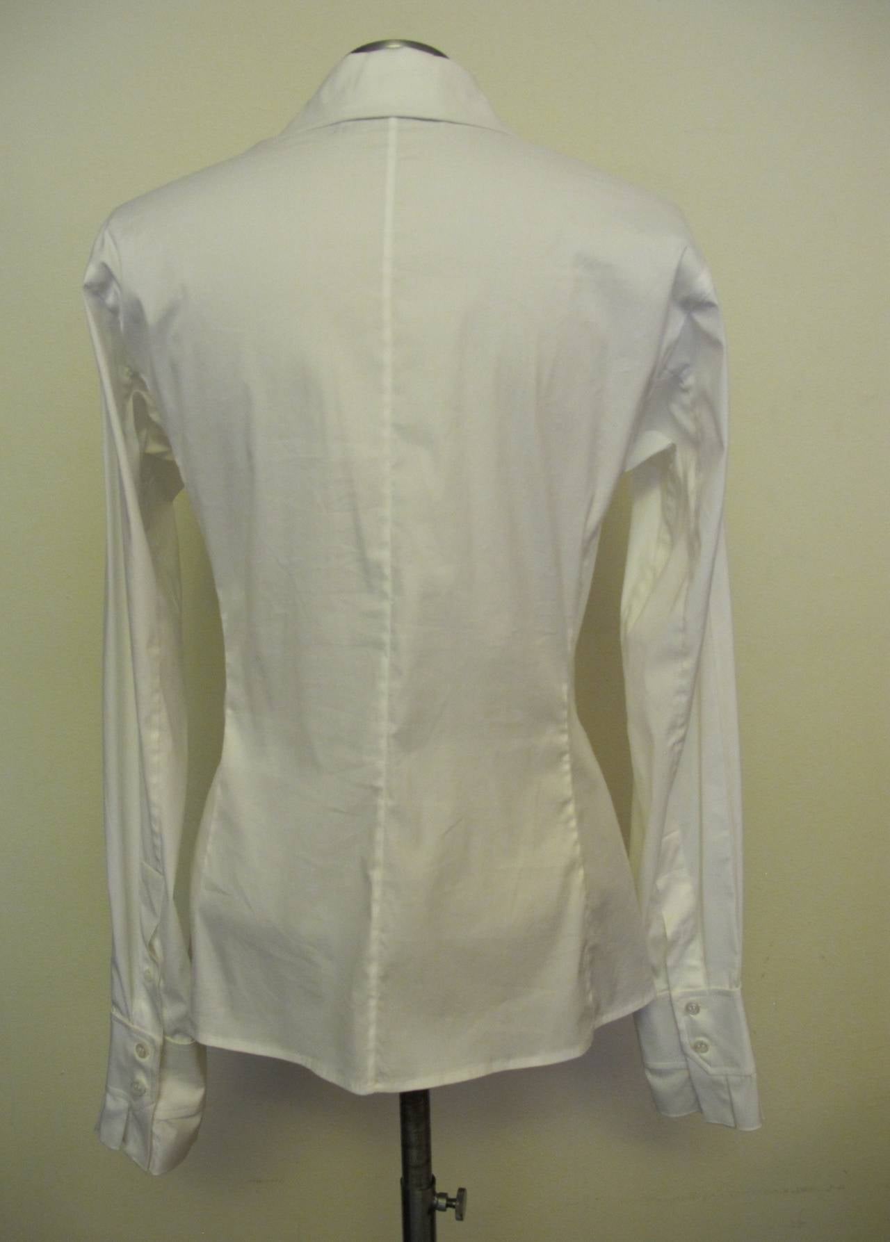 Gray Tom Ford for YSL White Criss Cross Blouse For Sale