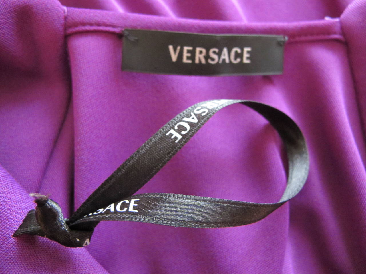 Gianni Versace Bright Purple Draped Blouse For Sale 3