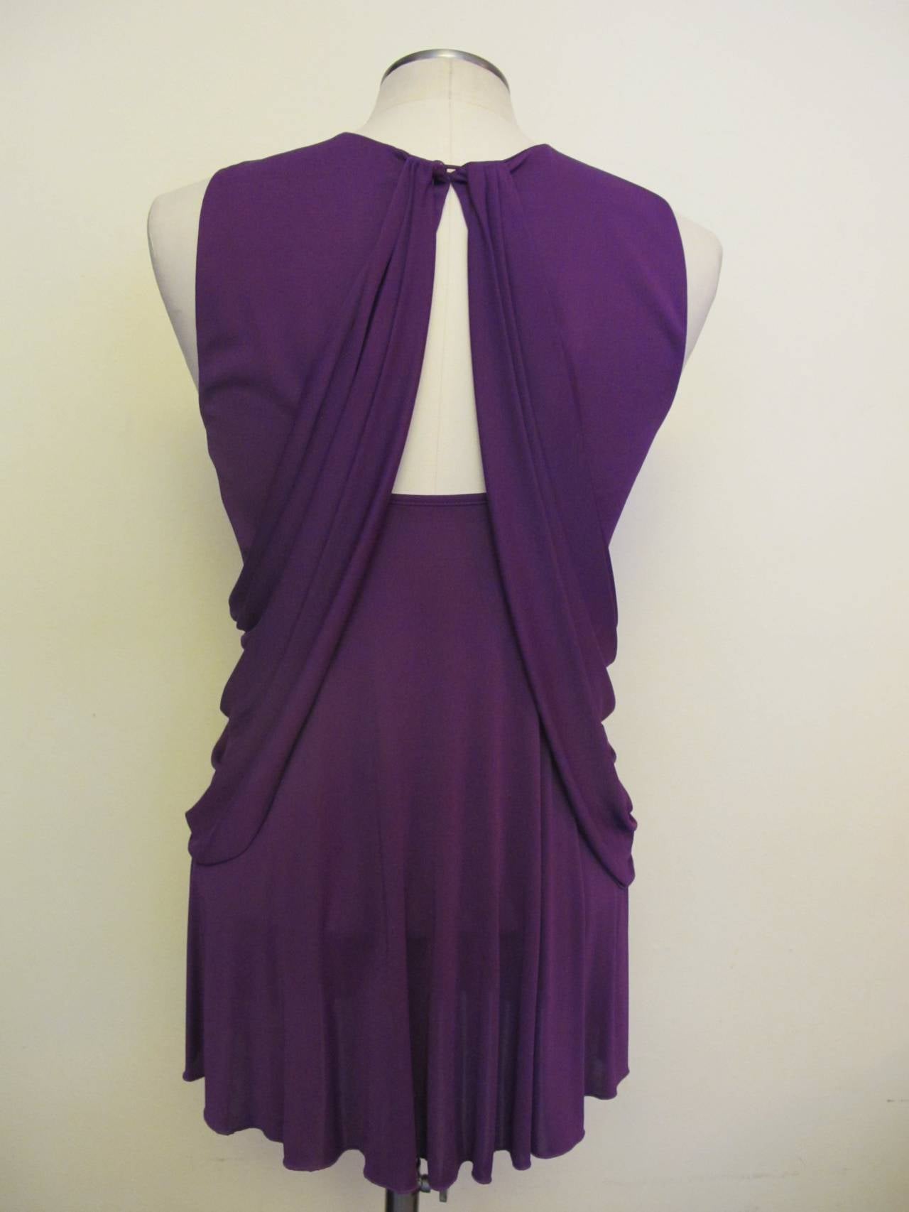 Women's Gianni Versace Bright Purple Draped Blouse For Sale