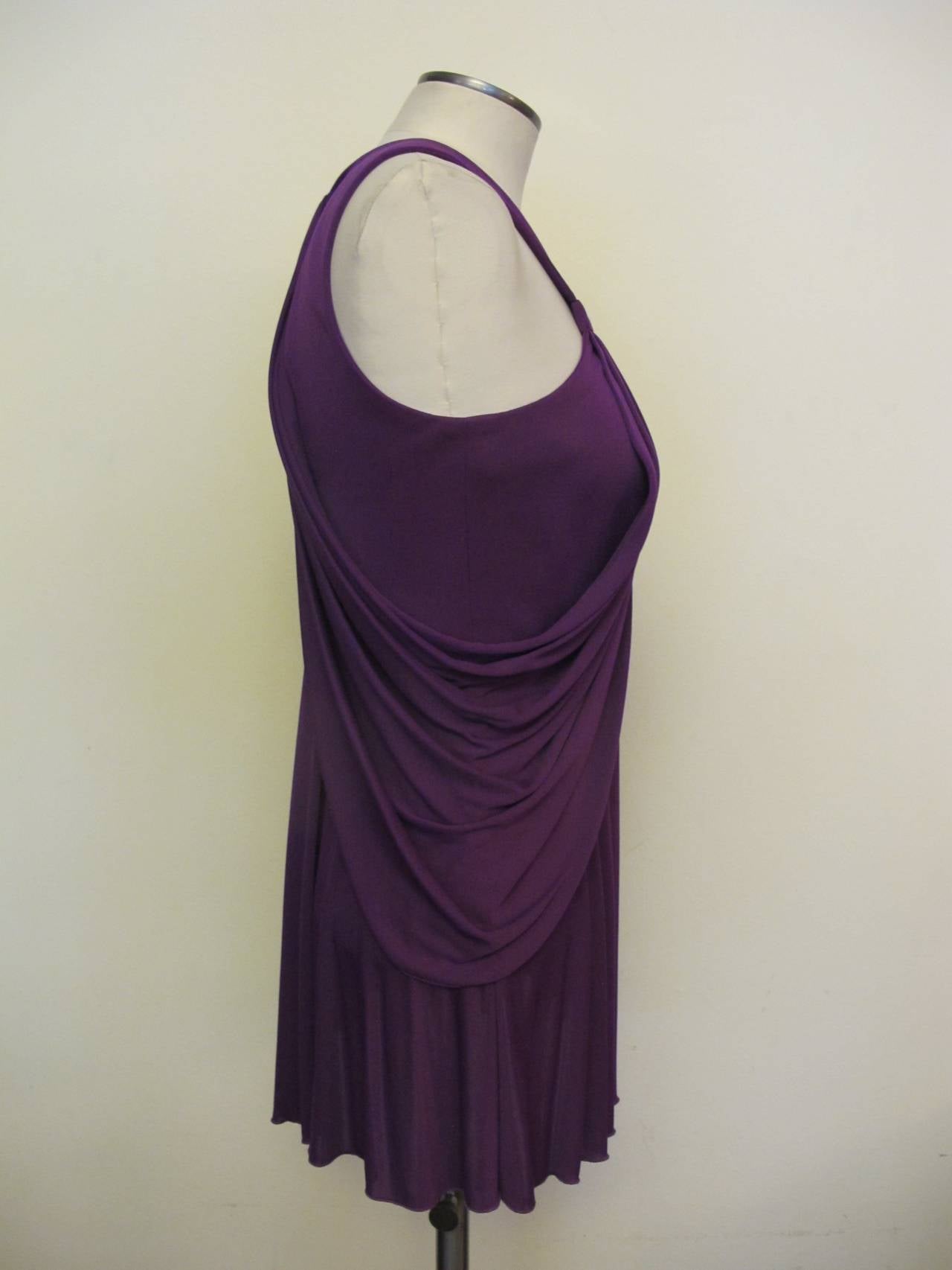 Gianni Versace Bright Purple Draped Blouse In Excellent Condition For Sale In San Francisco, CA