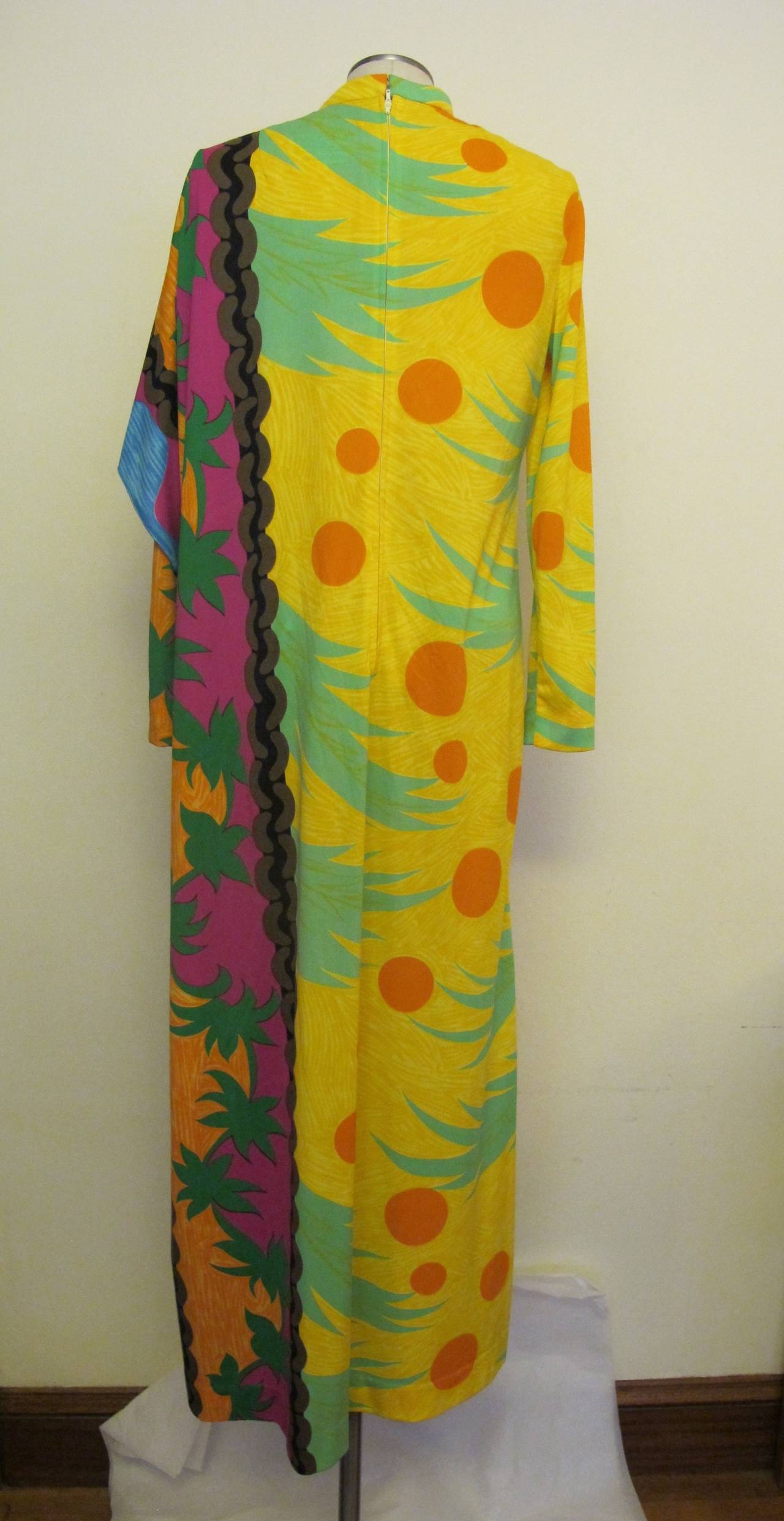 Rizkallah for Malcolm Starr Tropical Caftan with a Twist and Matching Bloomers For Sale 2