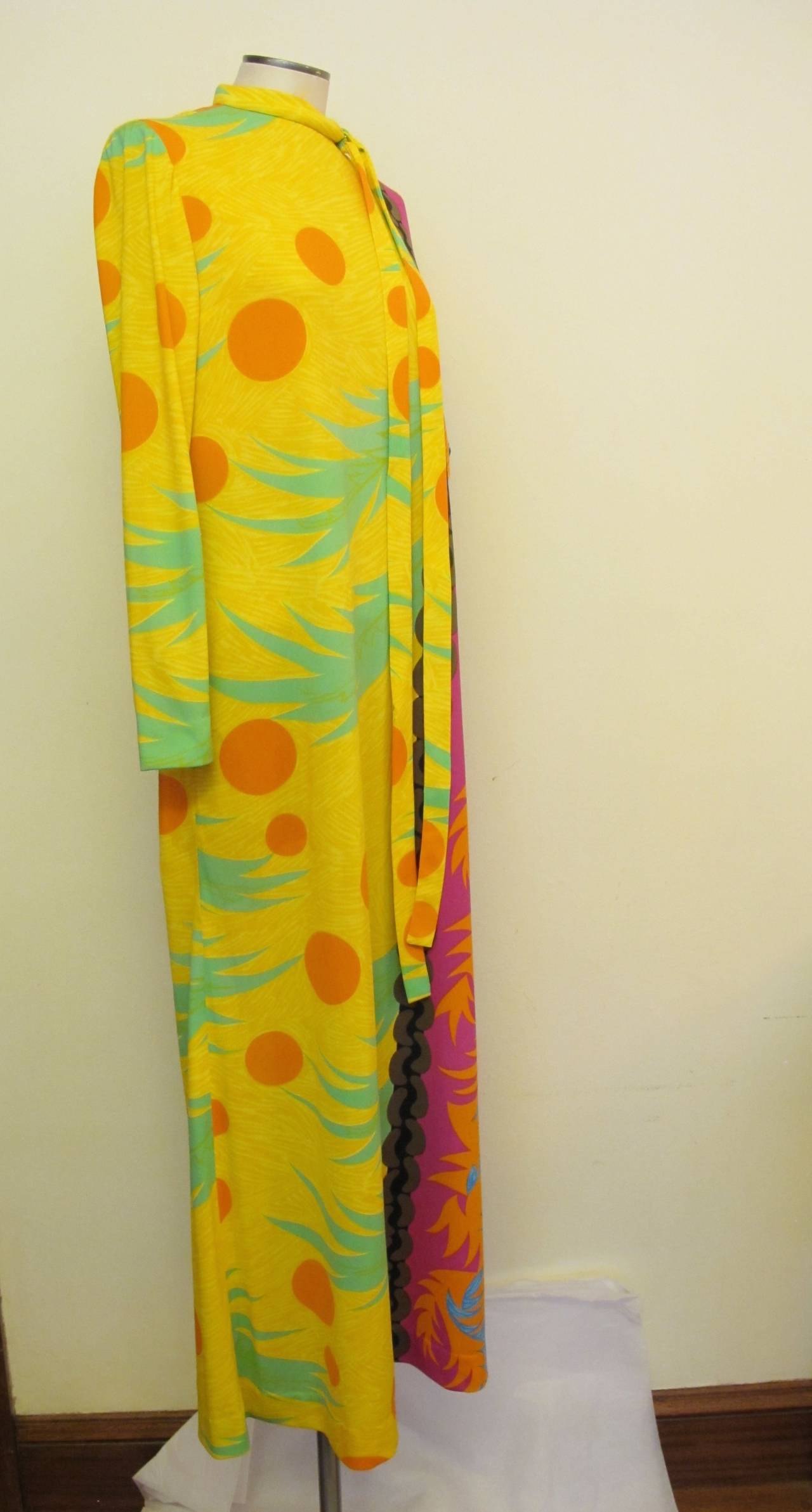 Rizkallah for Malcolm Starr Tropical Caftan with a Twist and Matching Bloomers For Sale 1