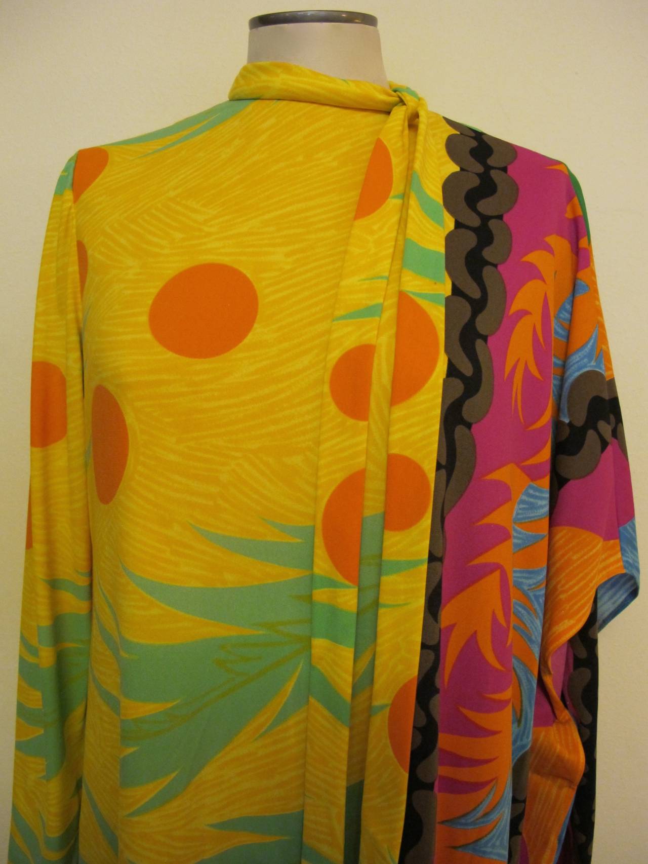 Rizkallah for Malcolm Starr Tropical Caftan with a Twist and Matching Bloomers For Sale 3