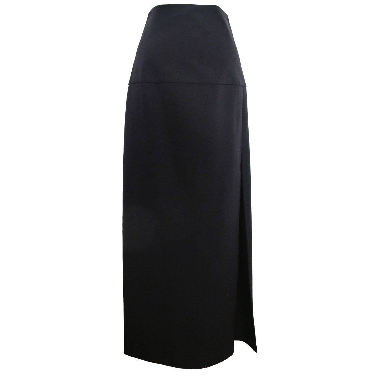 Costume National Chic Long Black Skirt with Slit For Sale