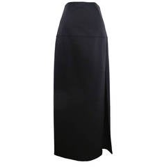 Costume National Chic Long Black Skirt with Slit