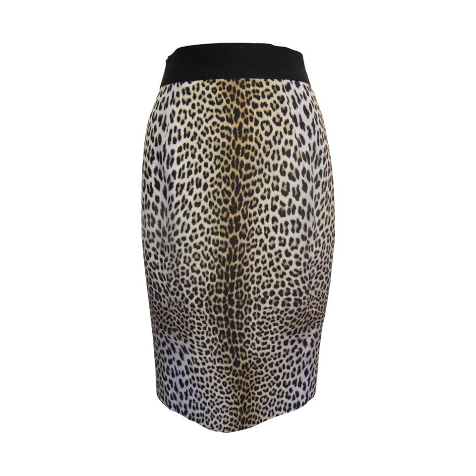 Giambattista Valli Silk Leopard Pencil Skirt For Sale