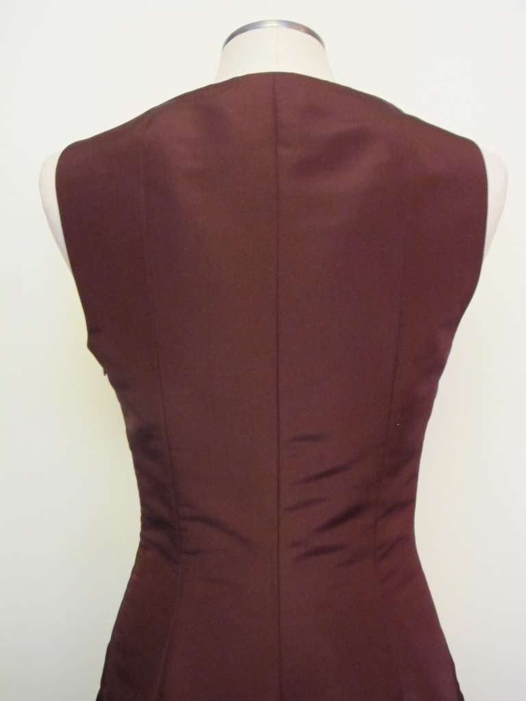 New Ralph Lauren Maroon Silk Taffeta Dress For Sale 4