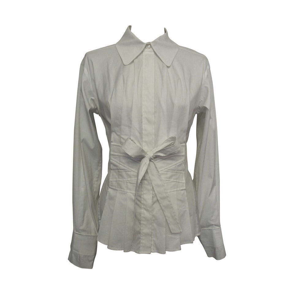 Tom Ford for YSL White Criss Cross Blouse For Sale