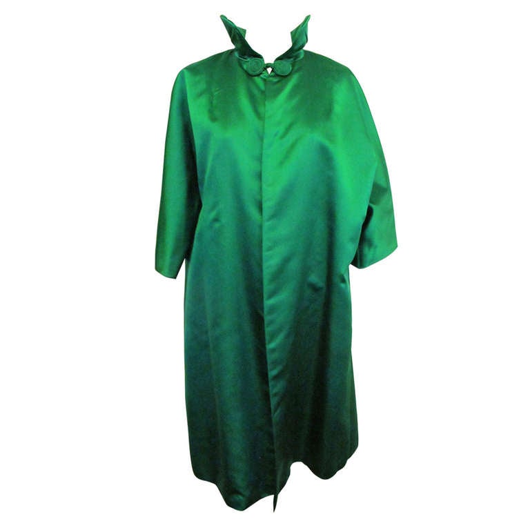 1960's Satin Green Cocktail Coat