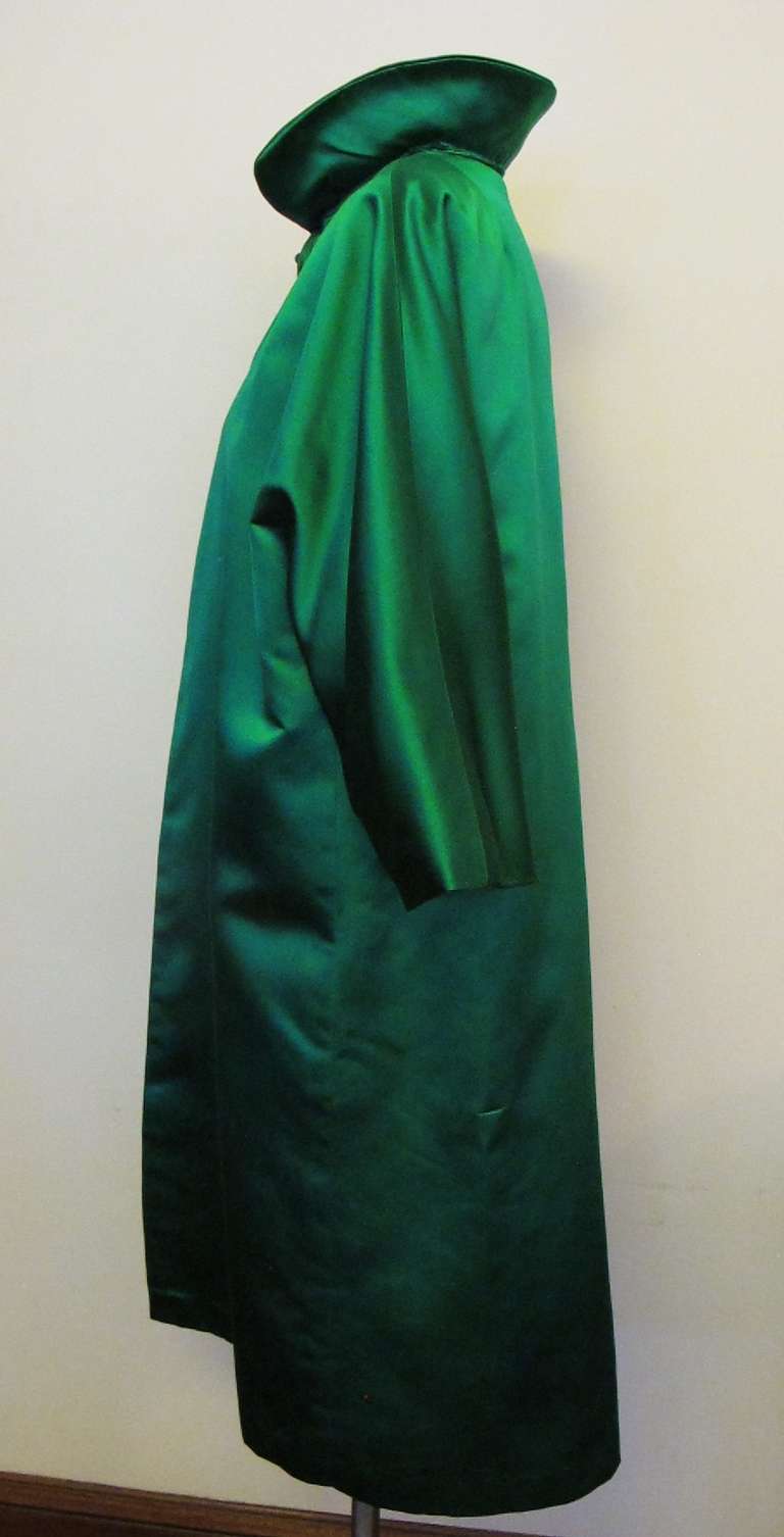 1960's Satin Green Cocktail Coat 2