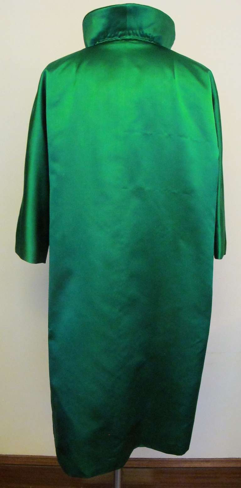 1960's Satin Green Cocktail Coat 3