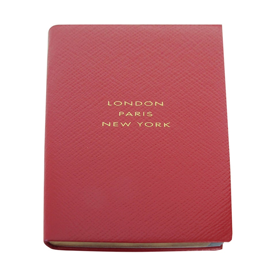 New-Vintage Red Leather Smythson London, Paris, New York Address Book