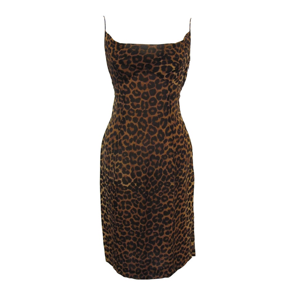 2009 Spring Runway John Galliano for Bergdorf Goodman Sleeveless Leopard Dress For Sale