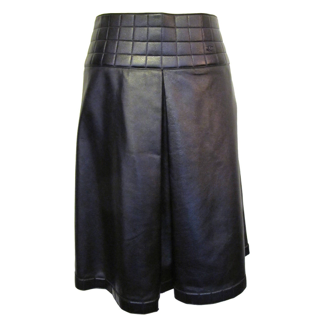 Chanel Hipster Lambskin Skirt with 4 inch Quilted Band For Sale