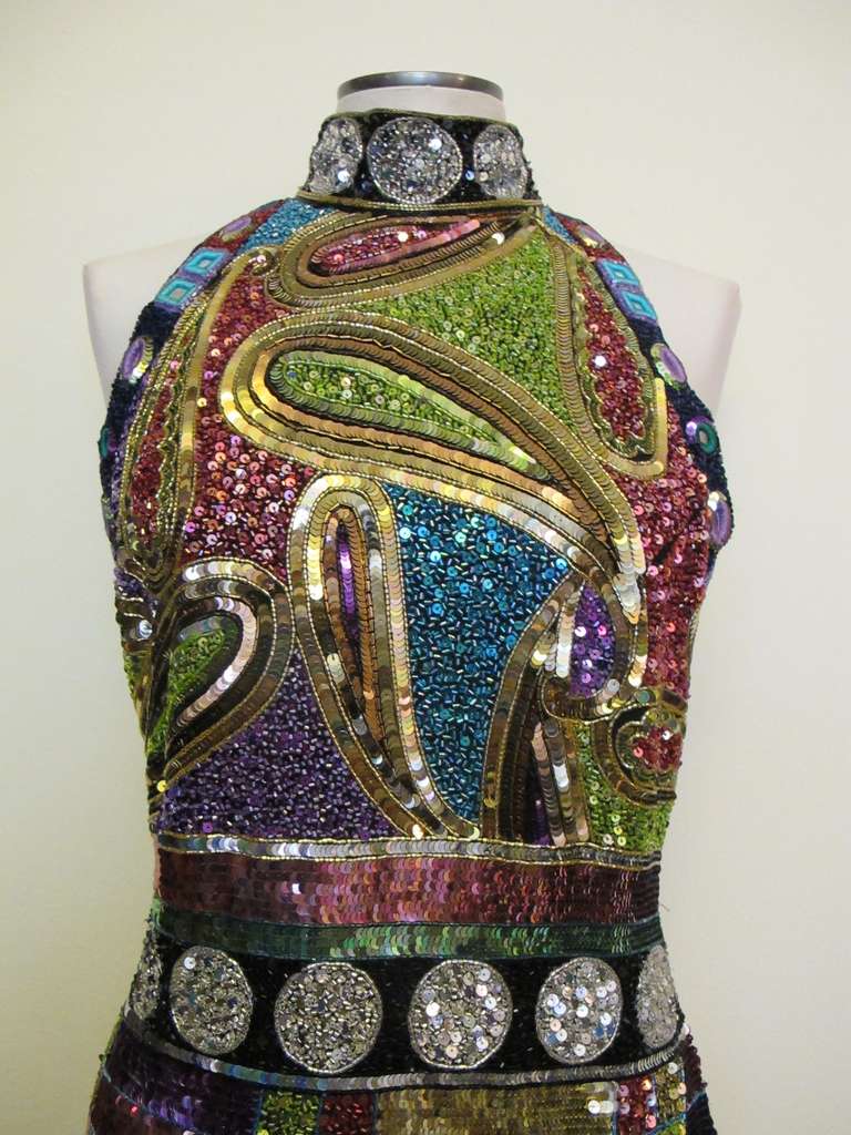 Naeem Khan Riazee Beaded Sequined Cocktail Dress In Excellent Condition For Sale In San Francisco, CA