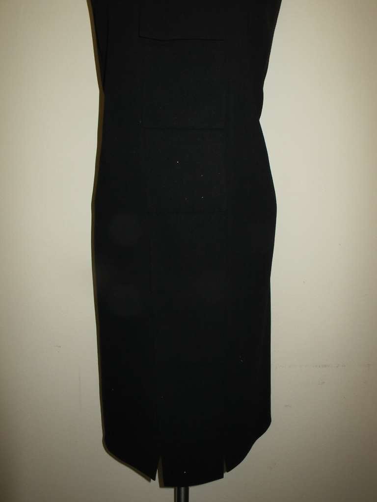 Women's Chic Akris Black Wool Dress For Sale