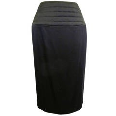 Chanel Black Satin Skirt with Iconic Black Quilting on Top of Skirt