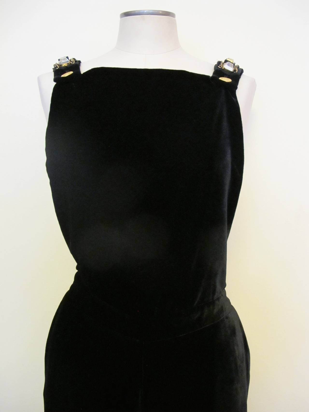 2009 Chloé Black Velvet Overalls For Sale 1