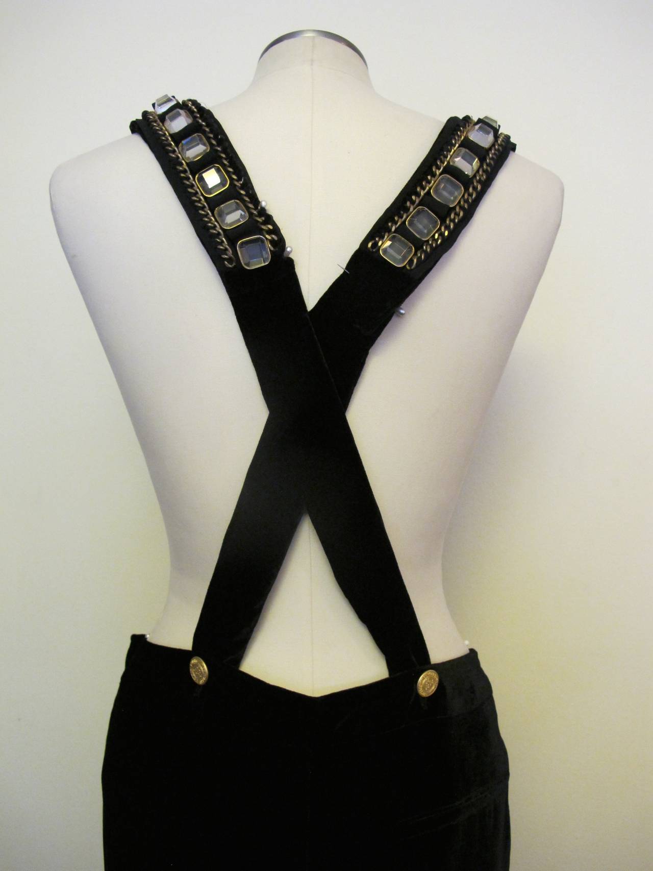 2009 Chloé Black Velvet Overalls In Excellent Condition For Sale In San Francisco, CA