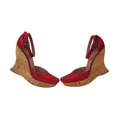 Alaia Red Satin Wedges