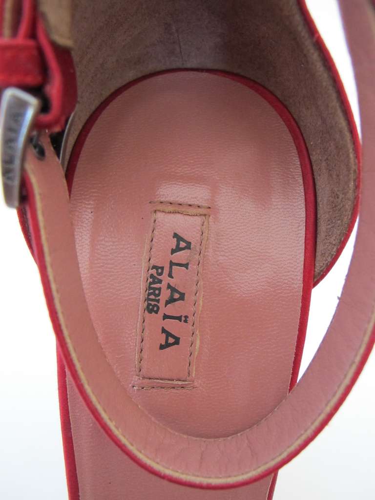 Alaia Red Satin Wedges For Sale 3