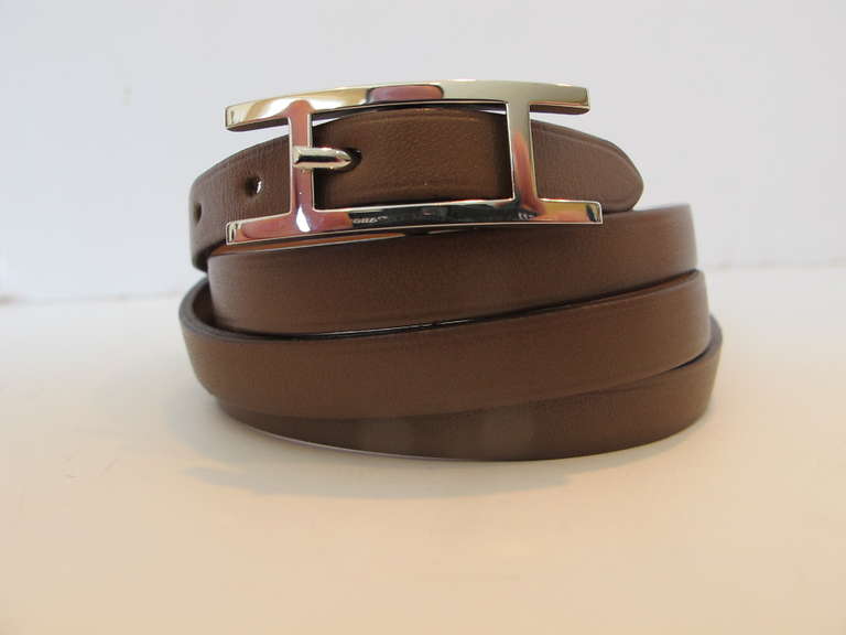 New Hermes Hapi Taupe Leather Bracelet In New Condition In San Francisco, CA