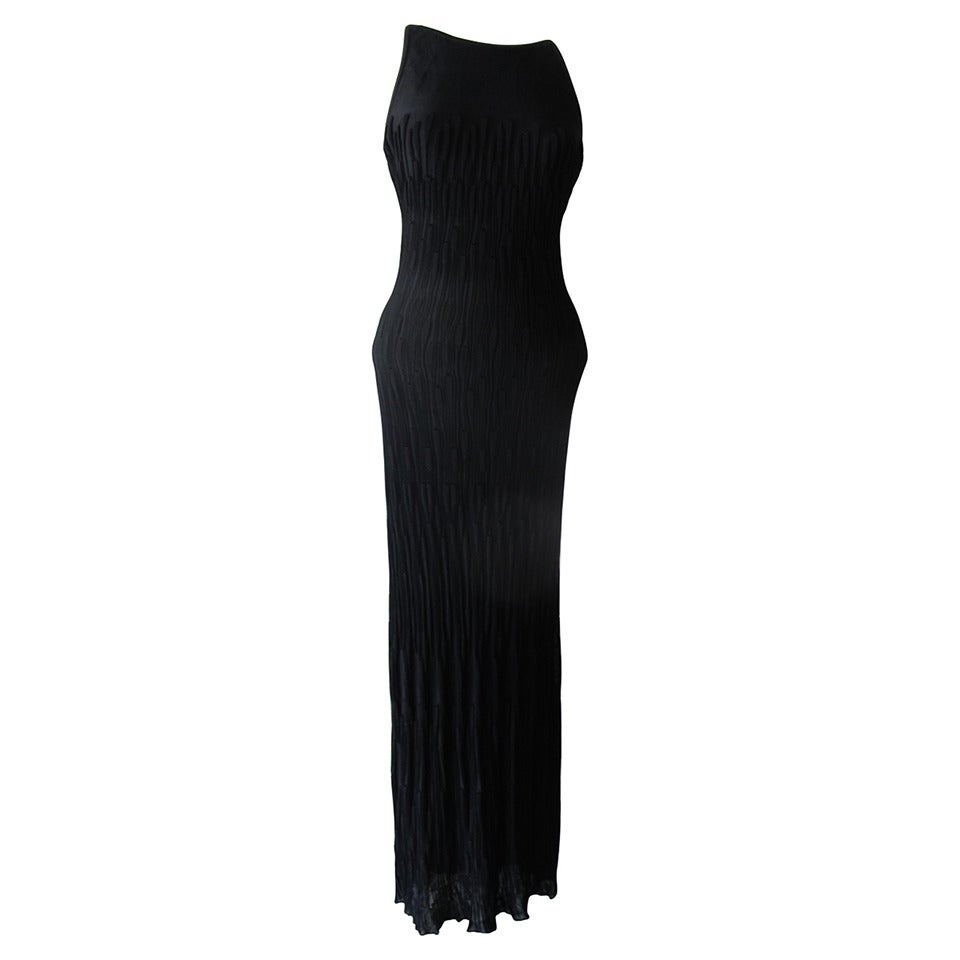 2009 Chanel Knit Black Evening Gown For Sale