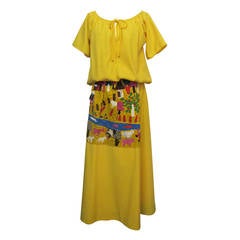 1950's Tina Leser Stunning Rare Full Length Skirt & Blouse with Farm Scene 1
