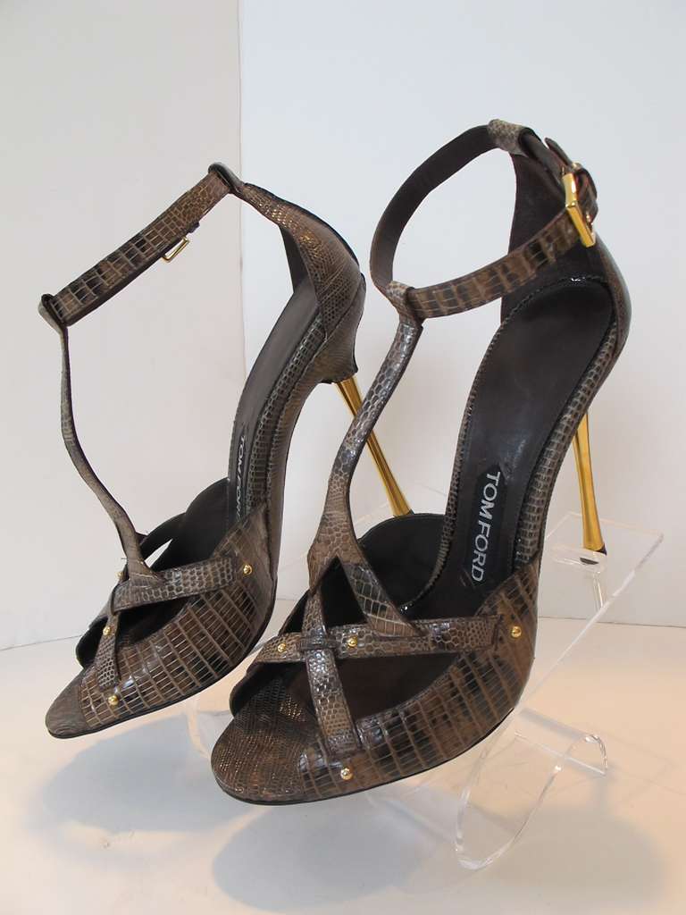 Black Tom Ford Taupe Ring Lizard Shoes For Sale