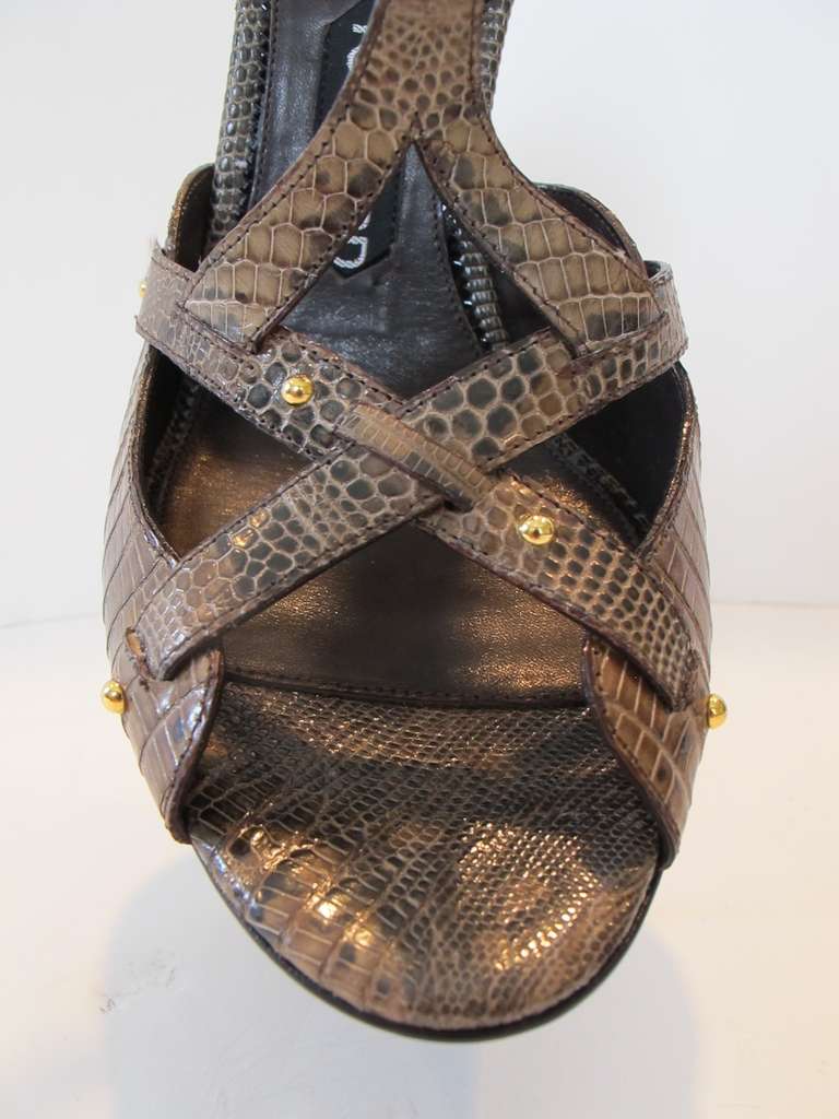 Tom Ford Taupe Ring Lizard Shoes In New Condition For Sale In San Francisco, CA