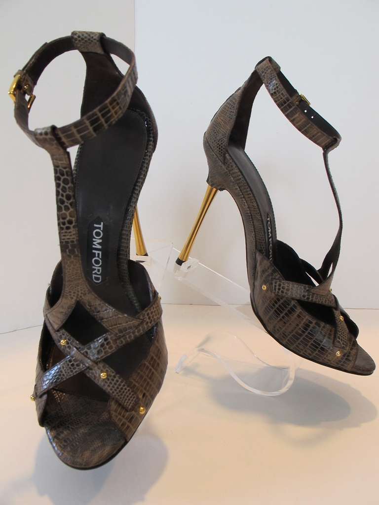Women's Tom Ford Taupe Ring Lizard Shoes For Sale
