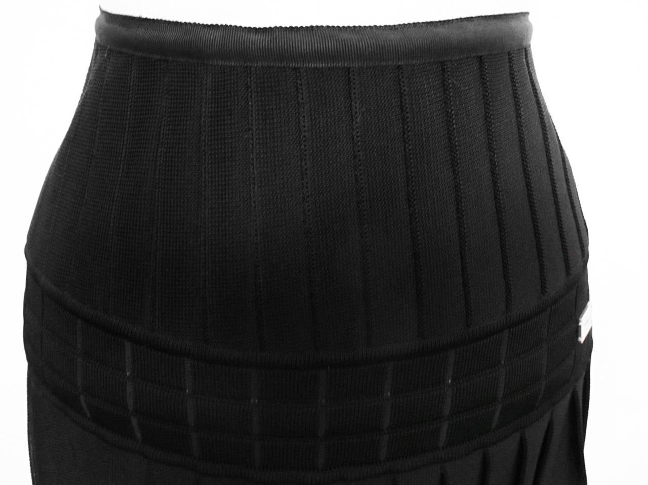 Chanel Black Knit Skirt with Chanel Logo For Sale 1