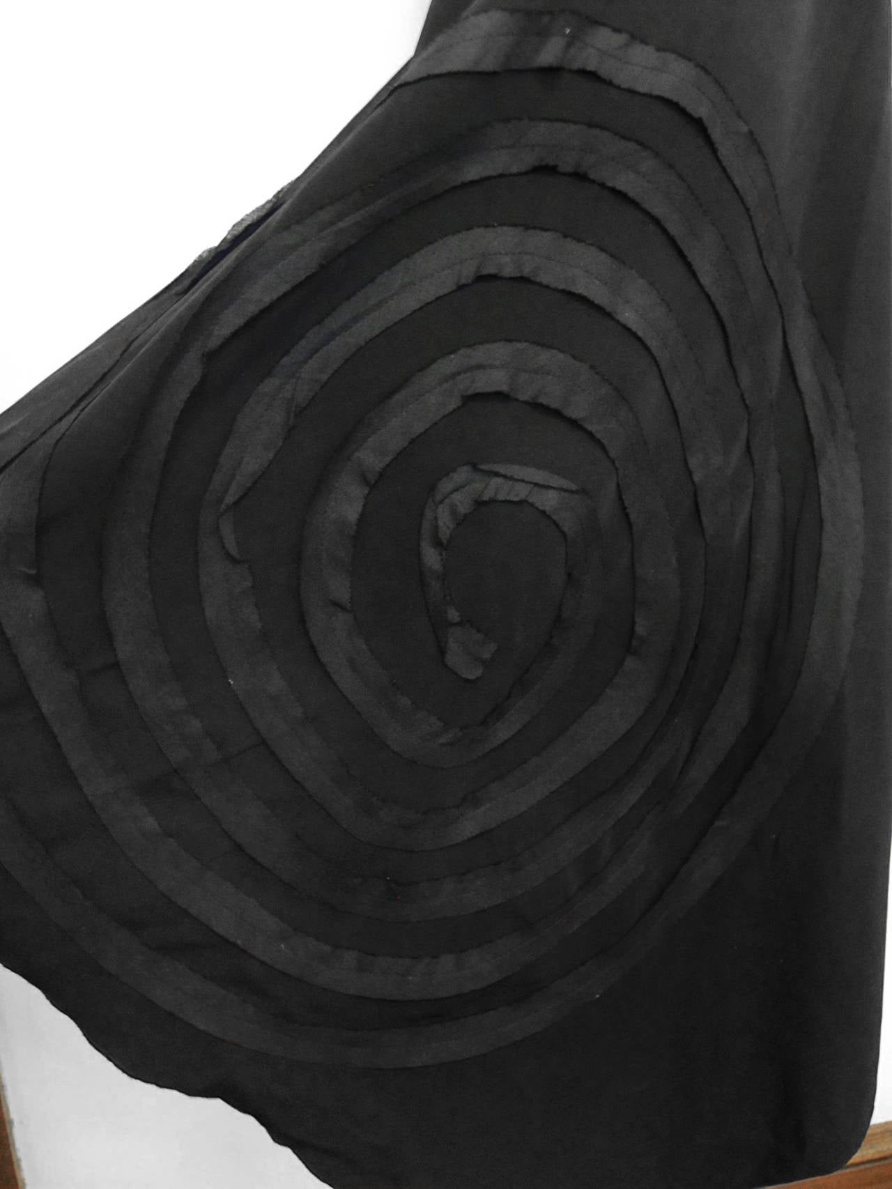 Ivan Grundahl Wraparound Asymmetrical Black Skirt with Spiral Design For Sale 1
