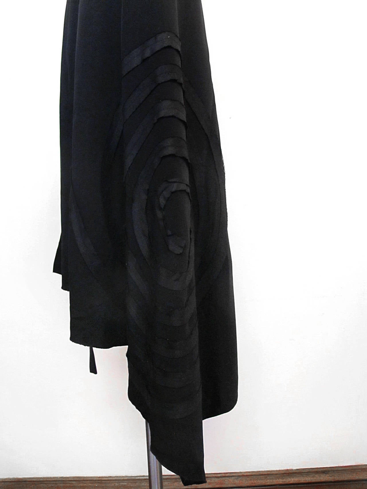 Women's Ivan Grundahl Wraparound Asymmetrical Black Skirt with Spiral Design For Sale