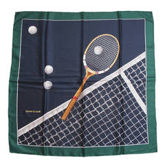 1960's Daniel la Forêt  Navy Blue/ Green Tennis Scarf