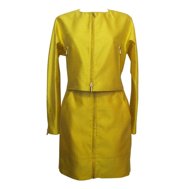 Claude Montana Bright Yellow Iconic Suit For Sale