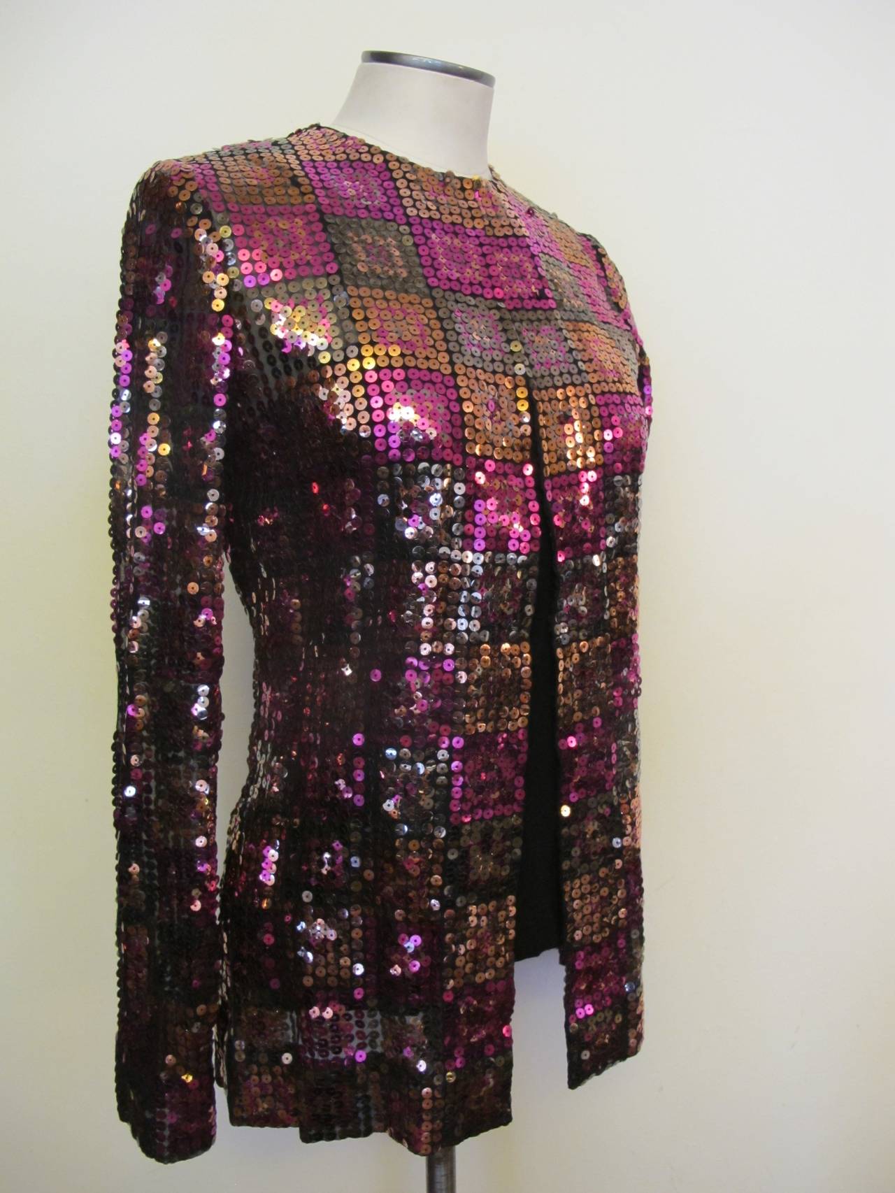 Black Adolfo for Saks Fifth Avenue Sequin Jacket For Sale