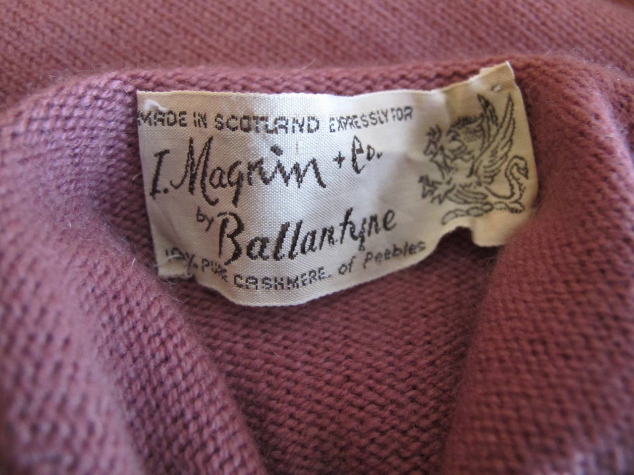 1960's Ballantyne Turtle Neck Cashmere Sweater made expressly for I. Magnin For Sale 3