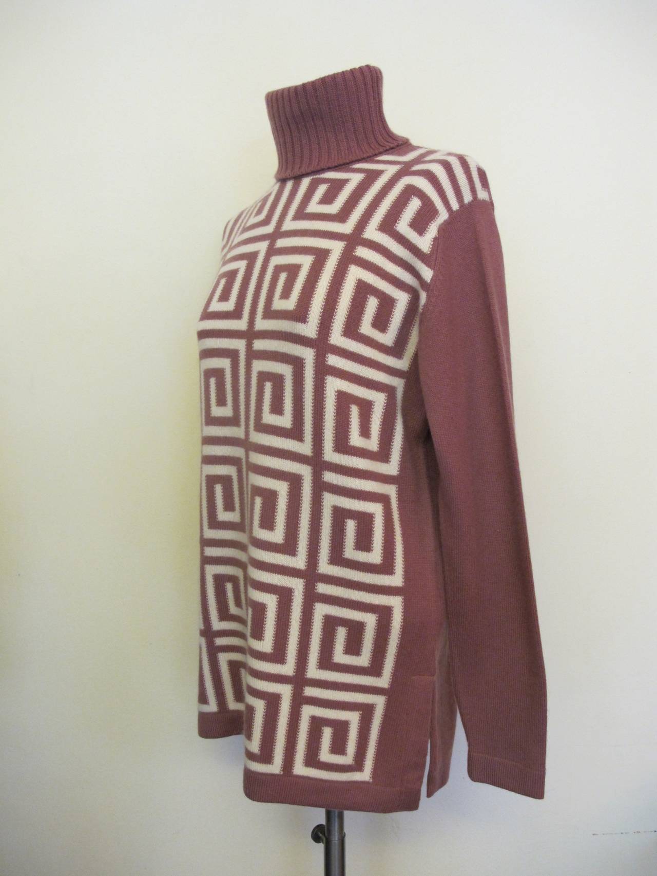Brown 1960's Ballantyne Turtle Neck Cashmere Sweater made expressly for I. Magnin For Sale