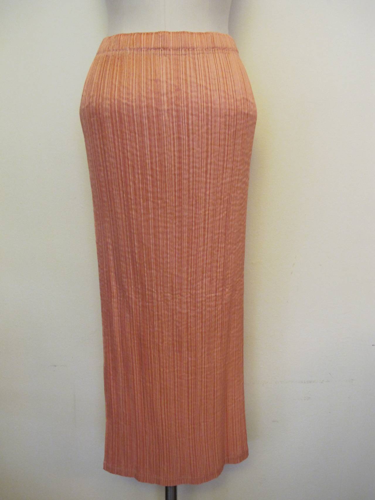 Women's 1990's Issey Miyake Light Salmon Blouse and Skirt For Sale