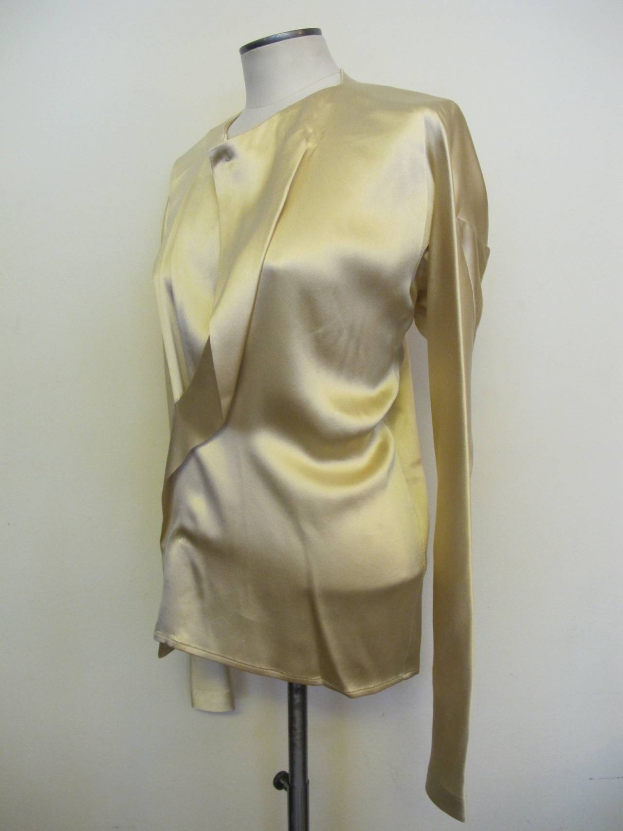 Brown Yohji Yamamoto Champagne 1980's Rare Silk Blouse